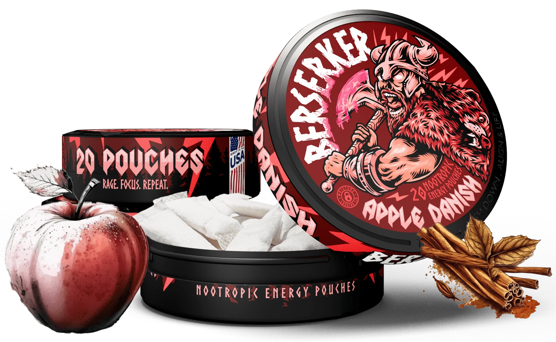 Berserker Caffeine Pouches - Apple Danish