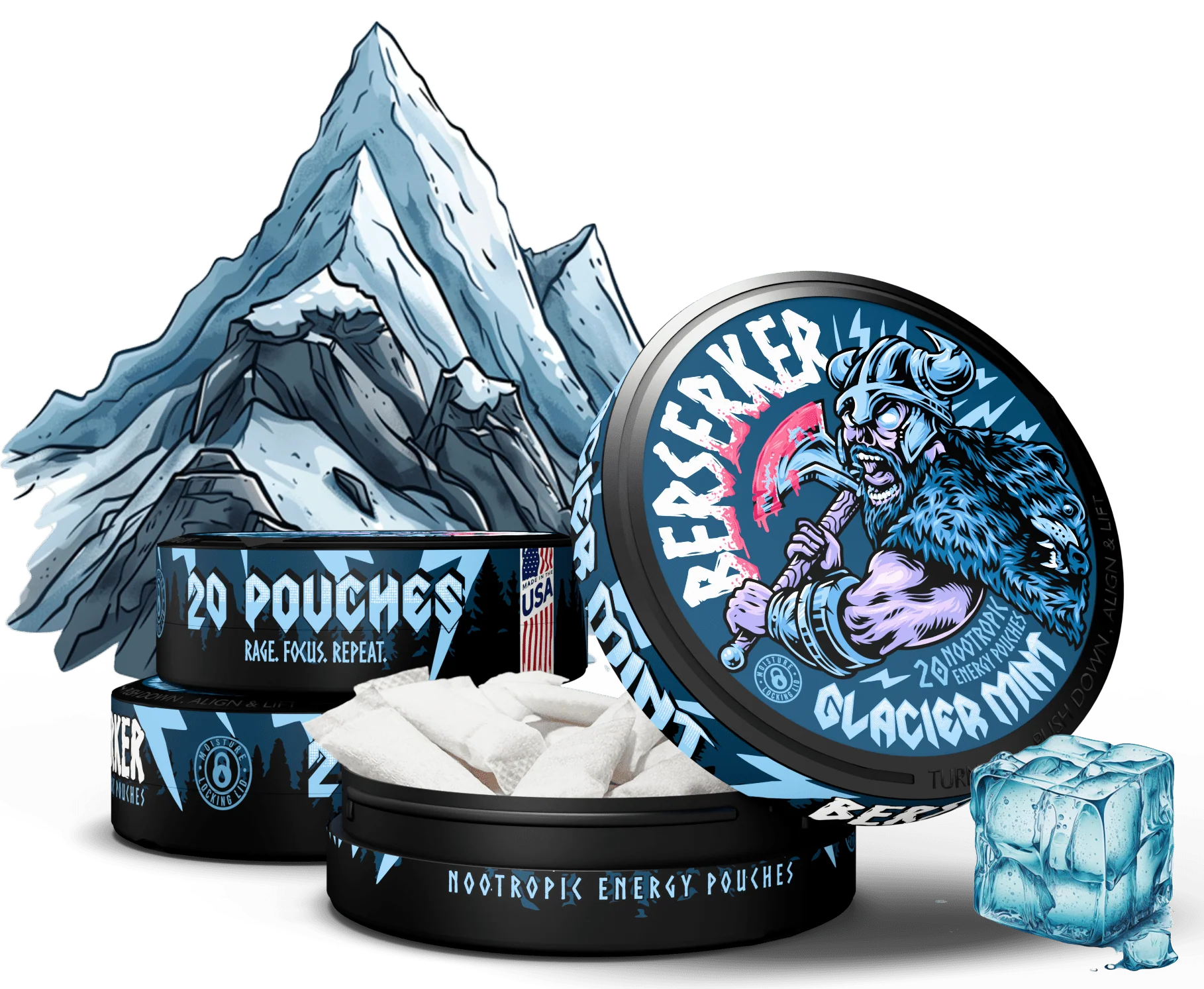 Berserker Caffeine Pouches - Glacier Mint