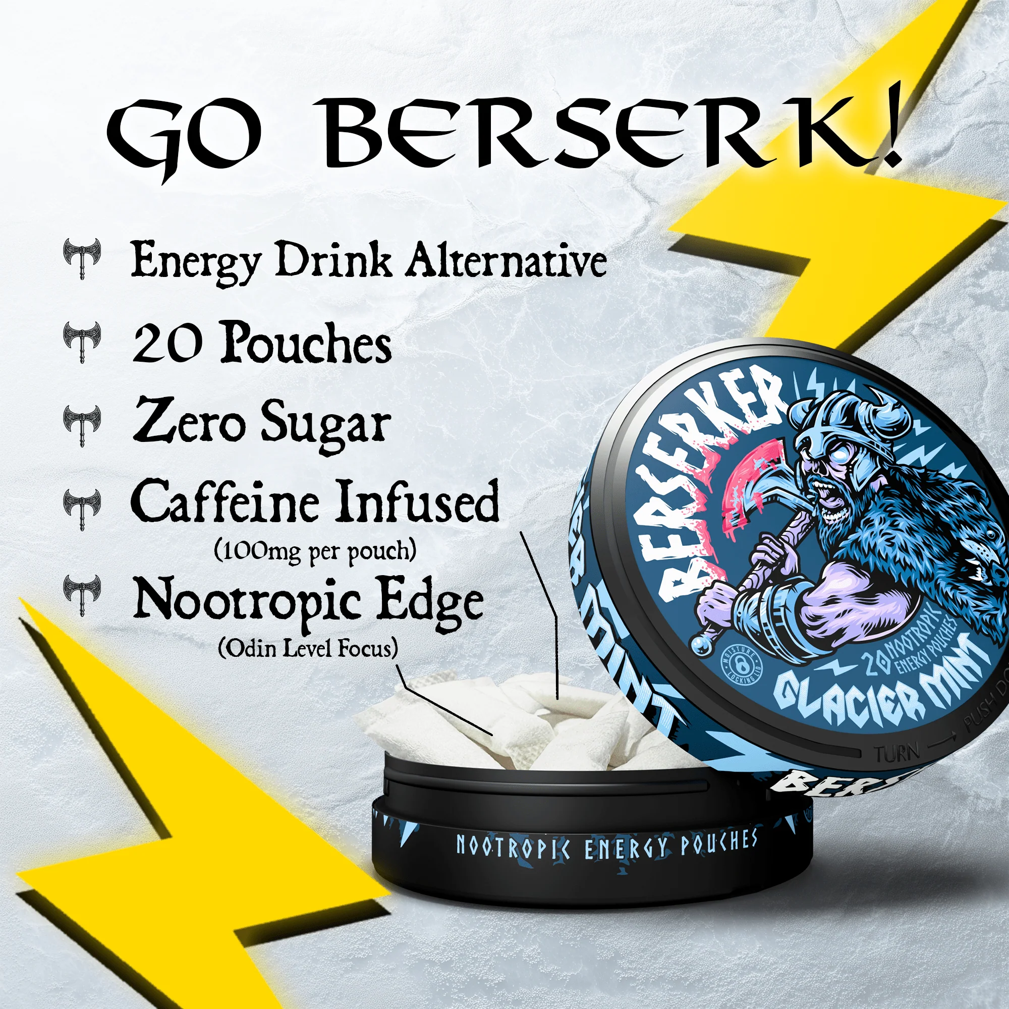 Berserker Caffeine Pouches - Glacier Mint - Image 4