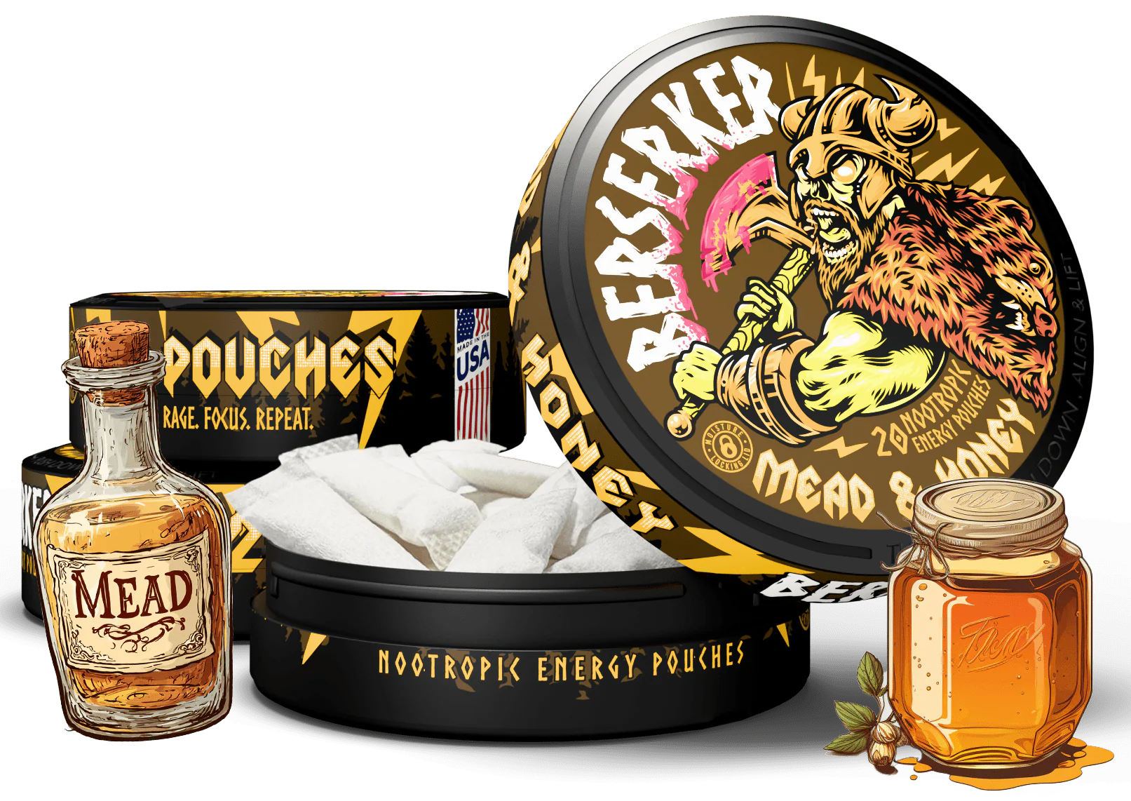 Berserker Caffeine Pouches - Mead & Honey