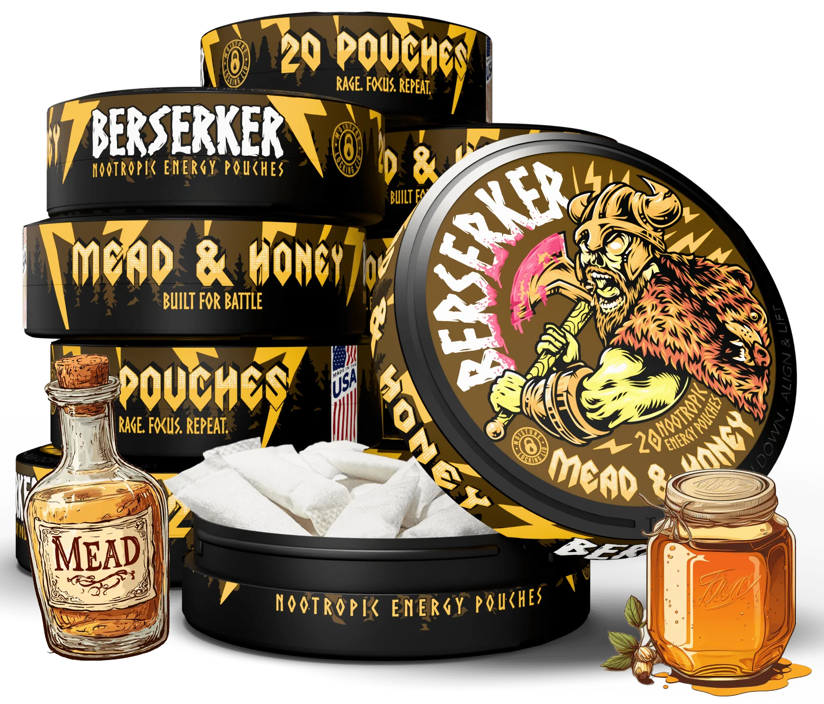 Berserker Caffeine Pouches - Mead & Honey - Image 10