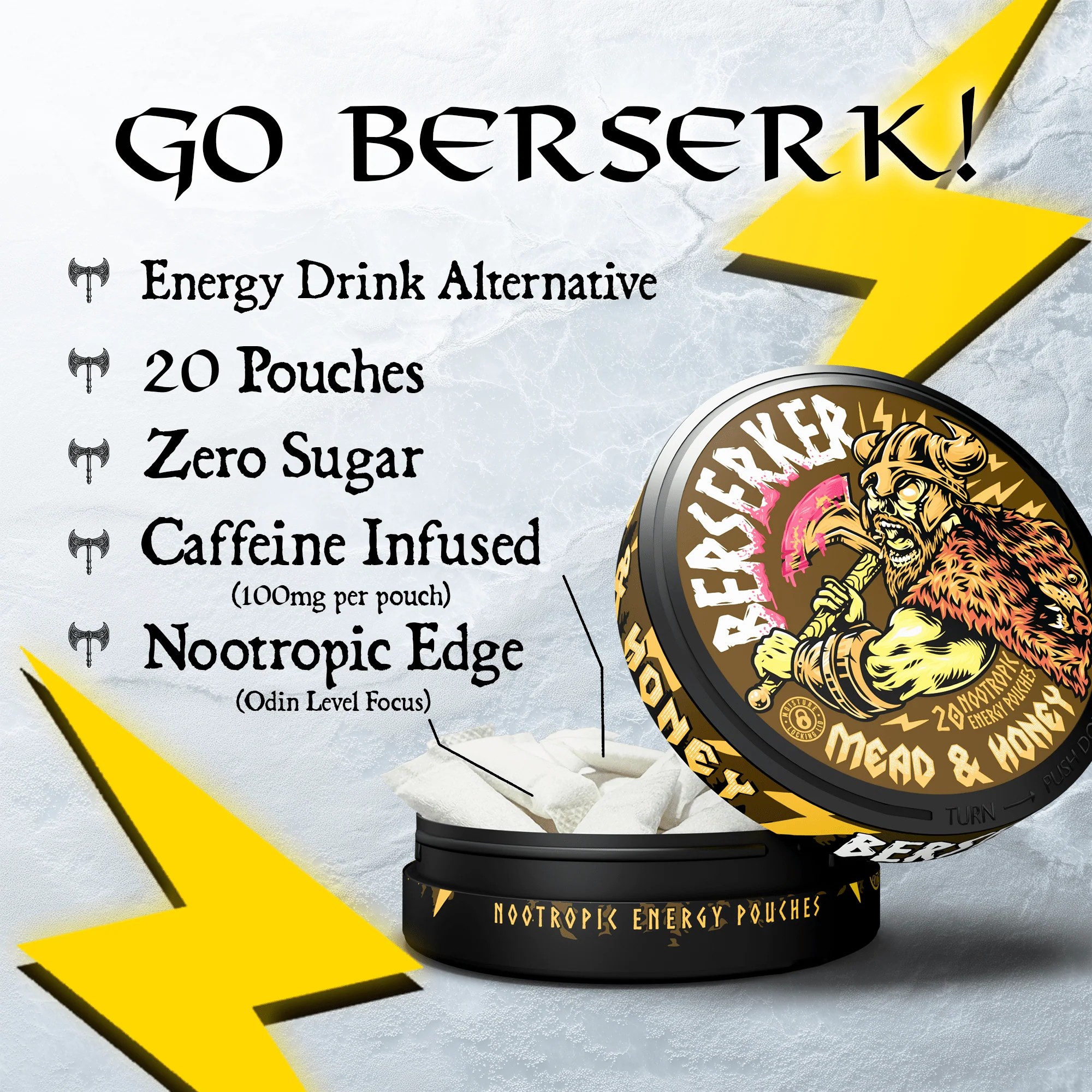 Berserker Caffeine Pouches - Mead & Honey - Image 4