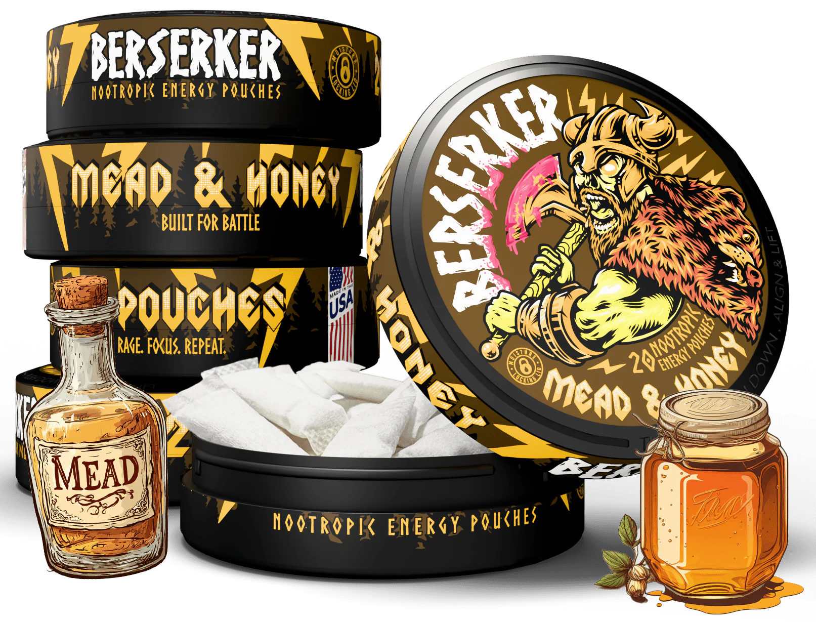 Berserker Caffeine Pouches - Mead & Honey - Image 9
