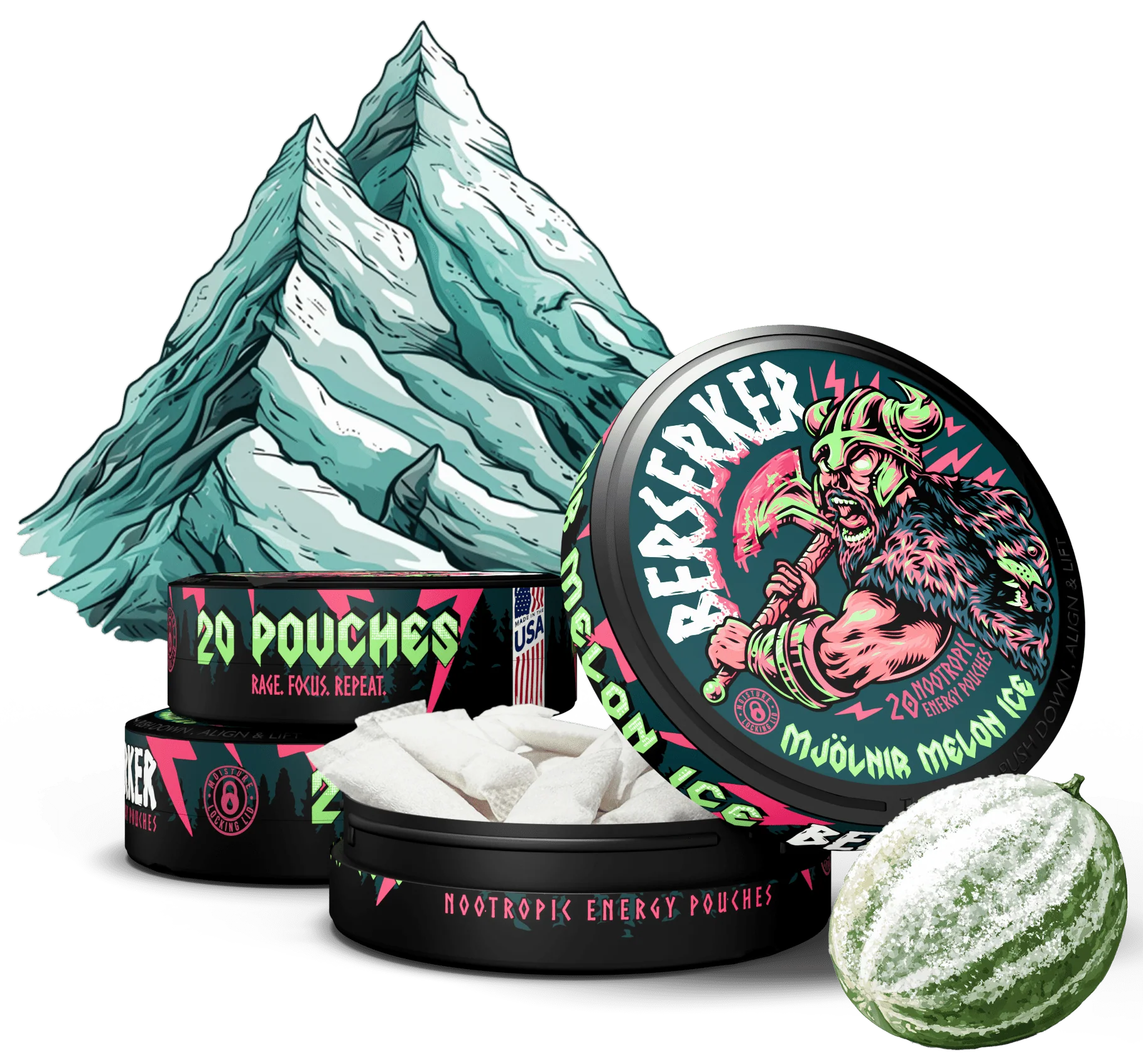 Berserker Caffeine Pouches - Mjölnir Melon Ice