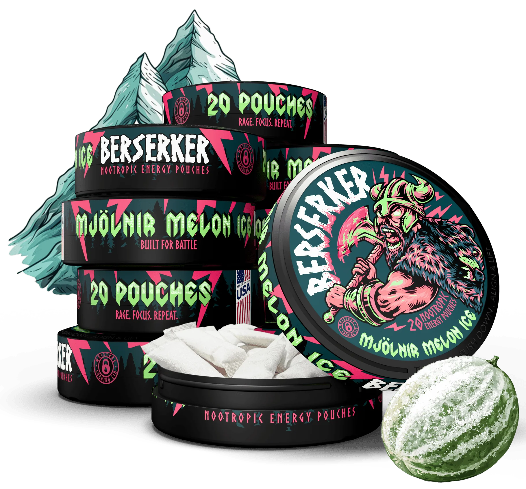 Berserker Caffeine Pouches - Mjölnir Melon Ice - Image 10
