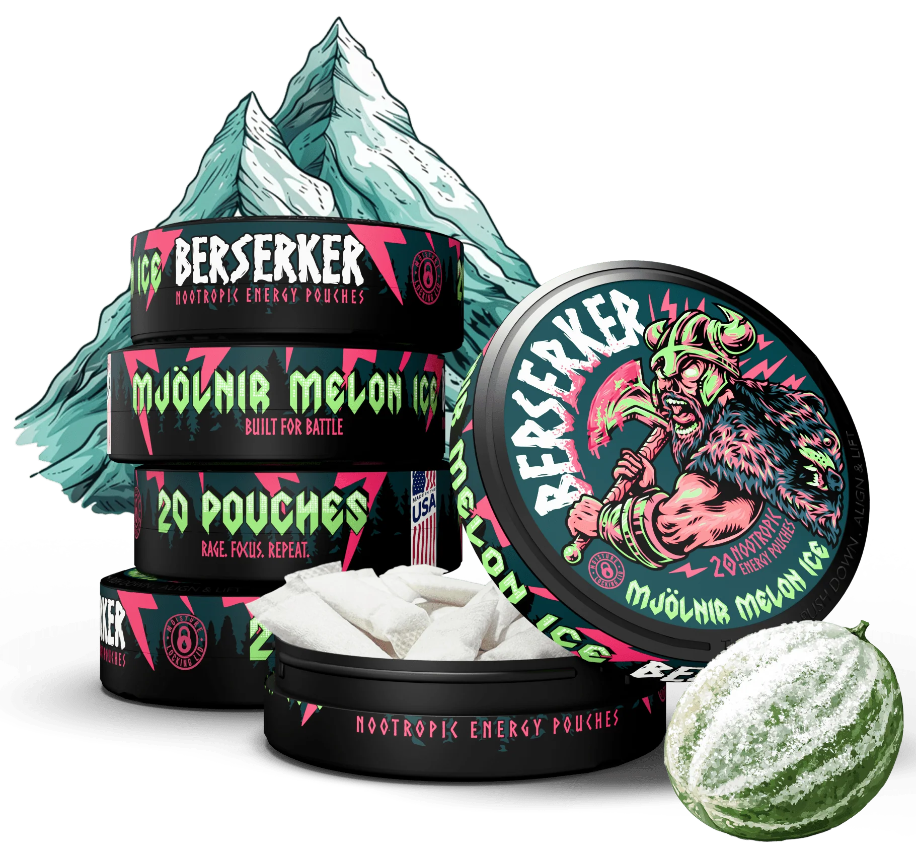 Berserker Caffeine Pouches - Mjölnir Melon Ice - Image 9