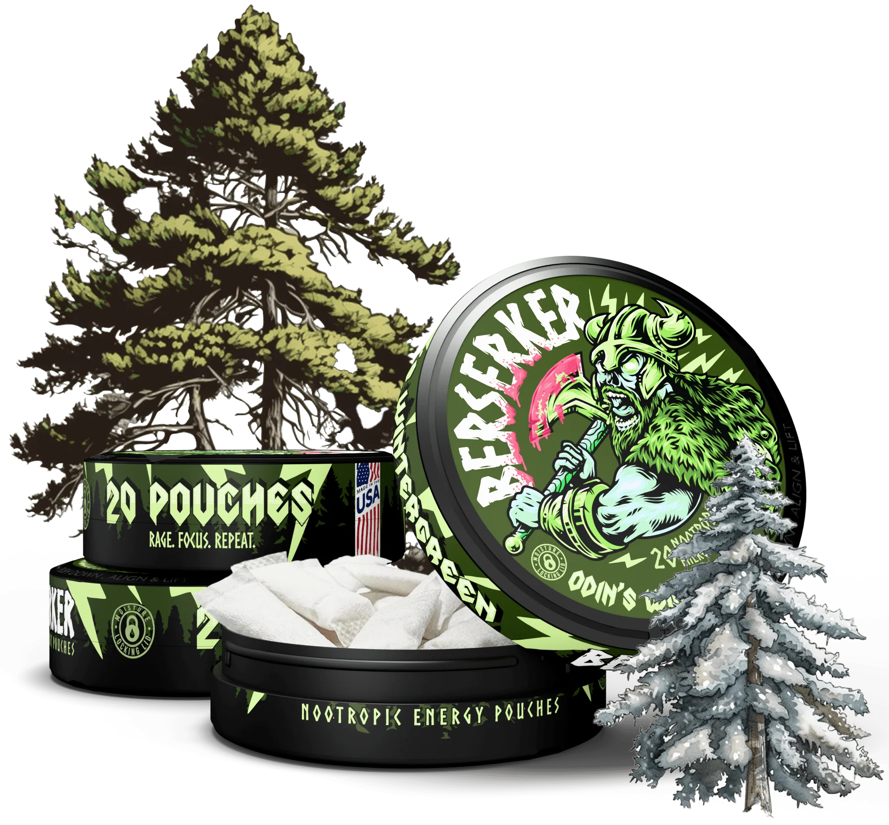 Berserker Caffeine Pouches - Odin's Wintergreen