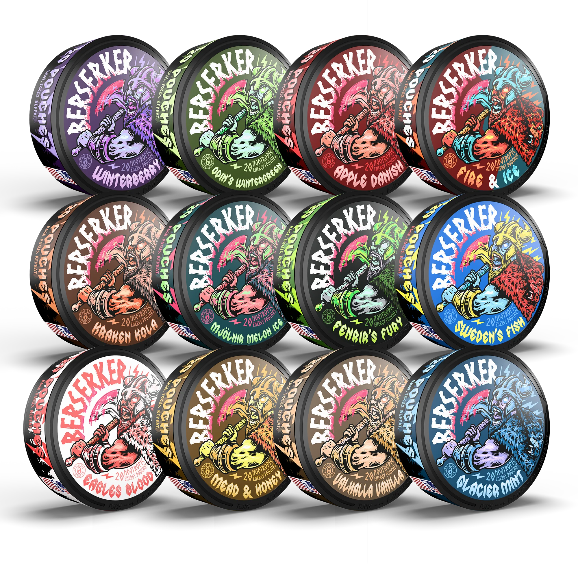 Berserker Caffeine Pouches - Sampler 12 Pack