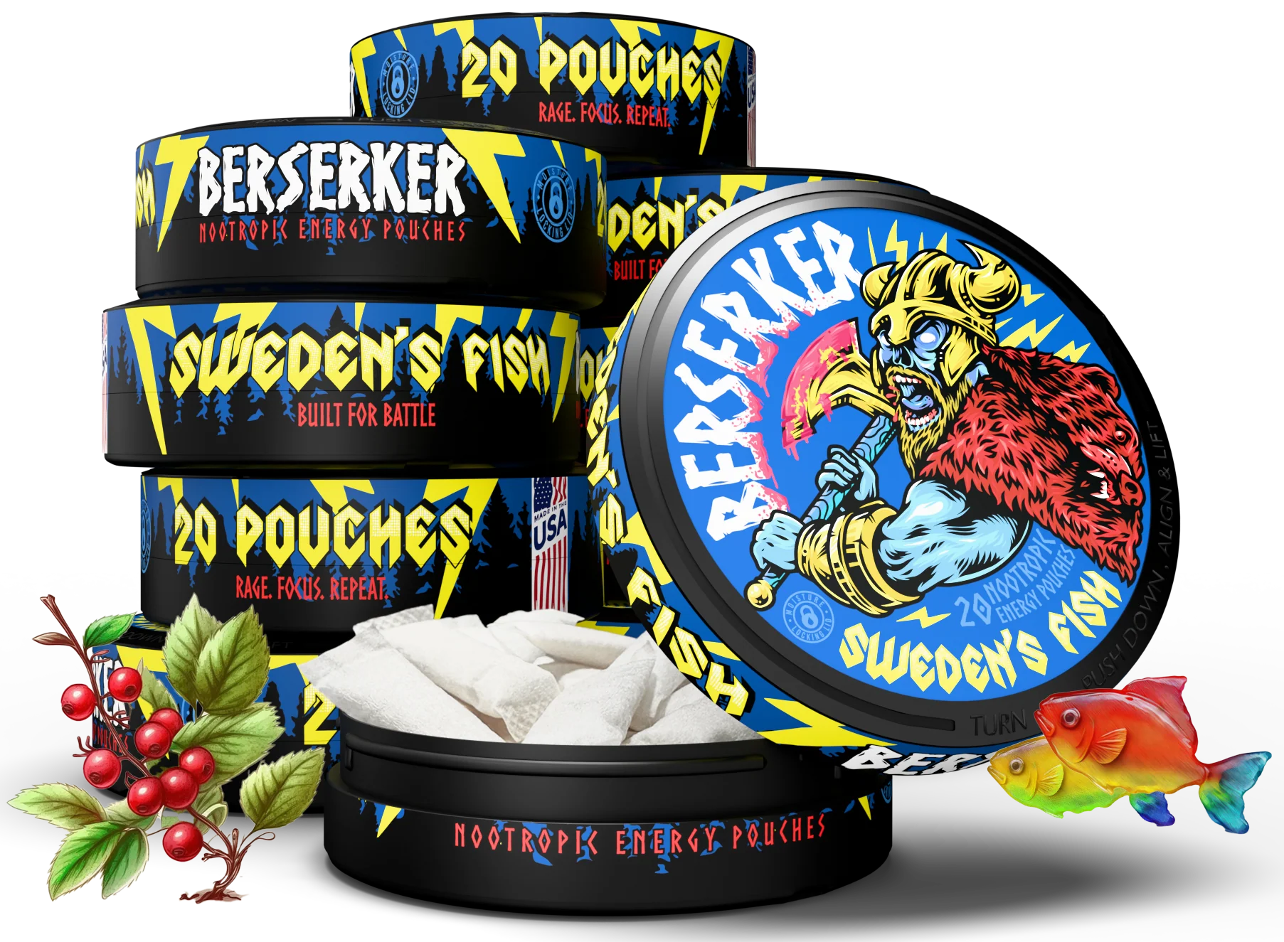 Berserker Caffeine Pouches - Sweden's Fish - Image 10