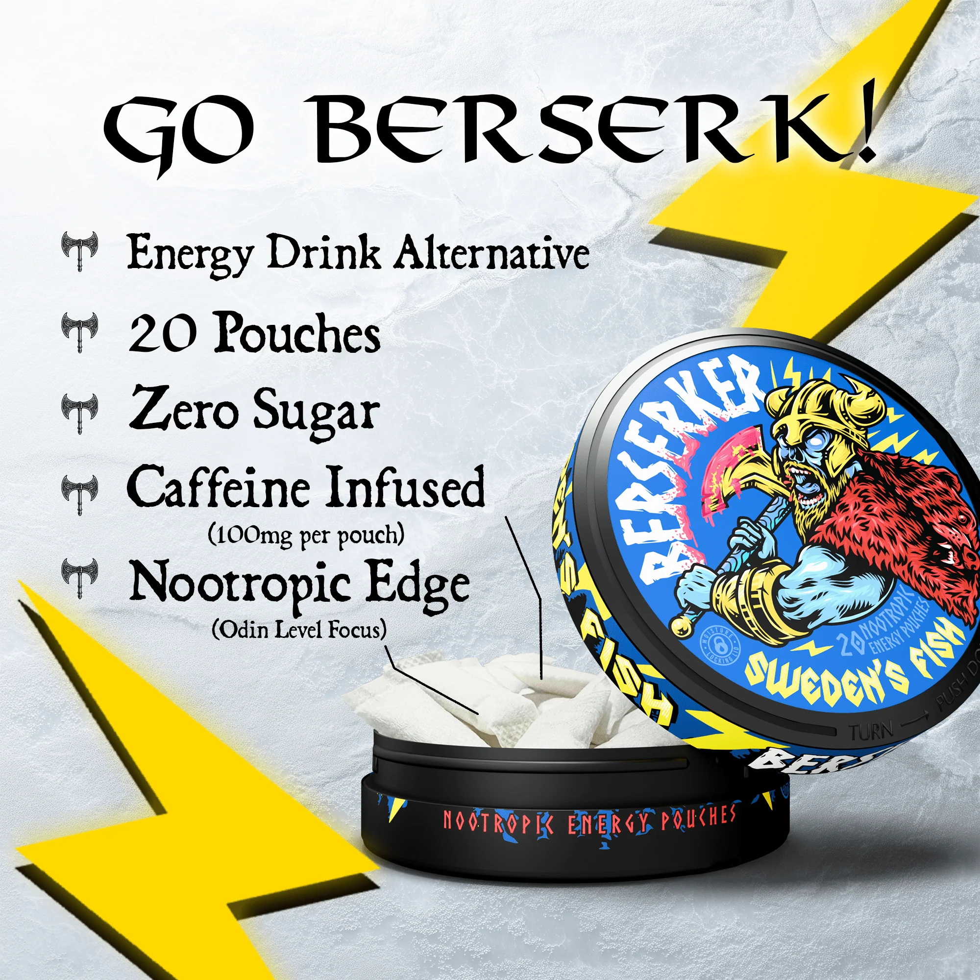 Berserker Caffeine Pouches - Sweden's Fish - Image 4