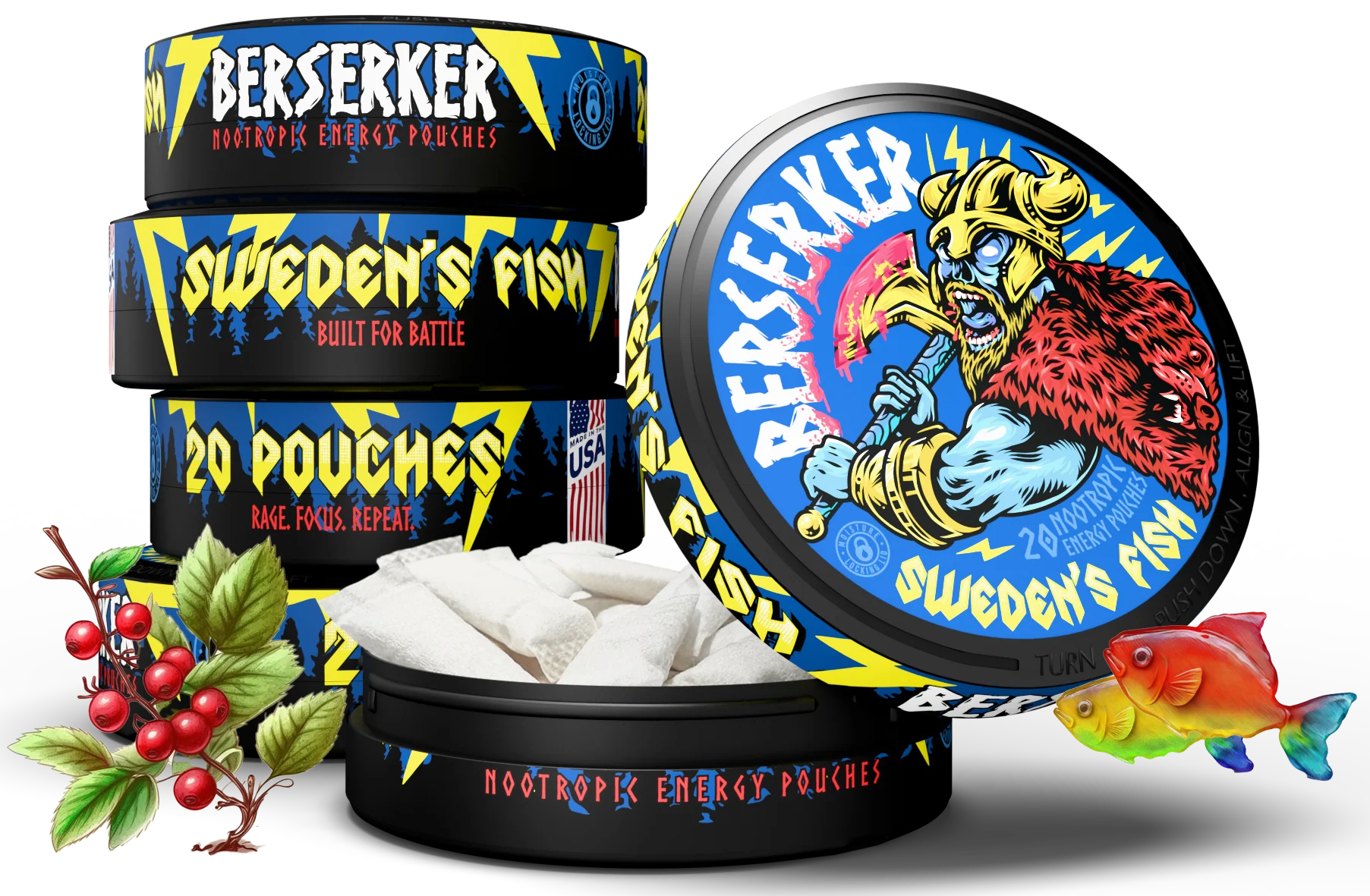 Berserker Caffeine Pouches - Sweden's Fish - Image 9