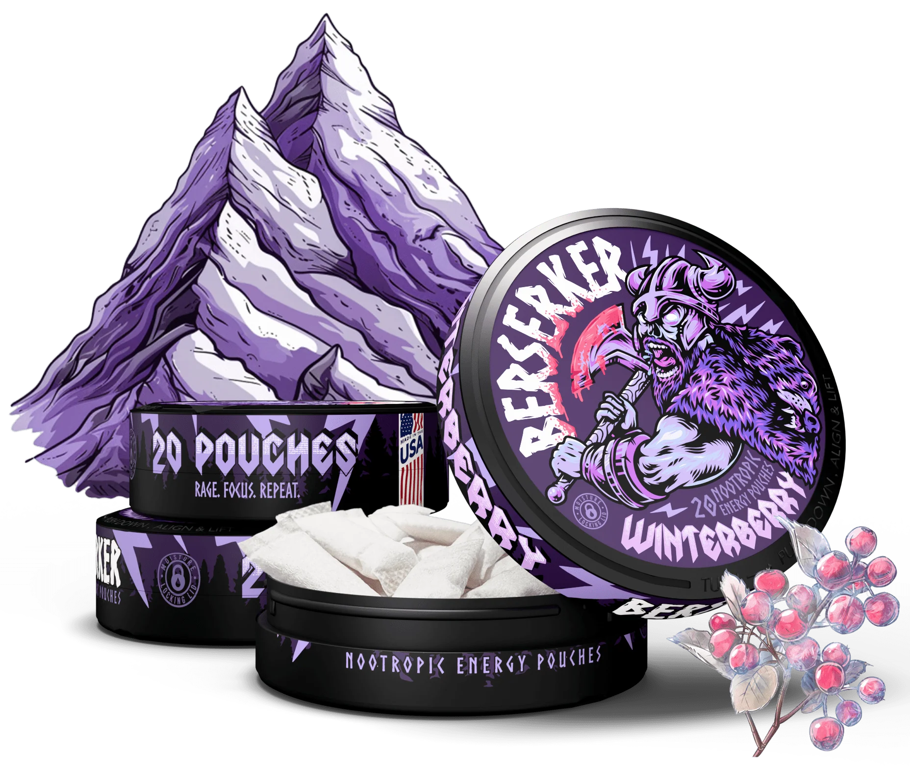 Berserker Caffeine Pouches - Winterberry