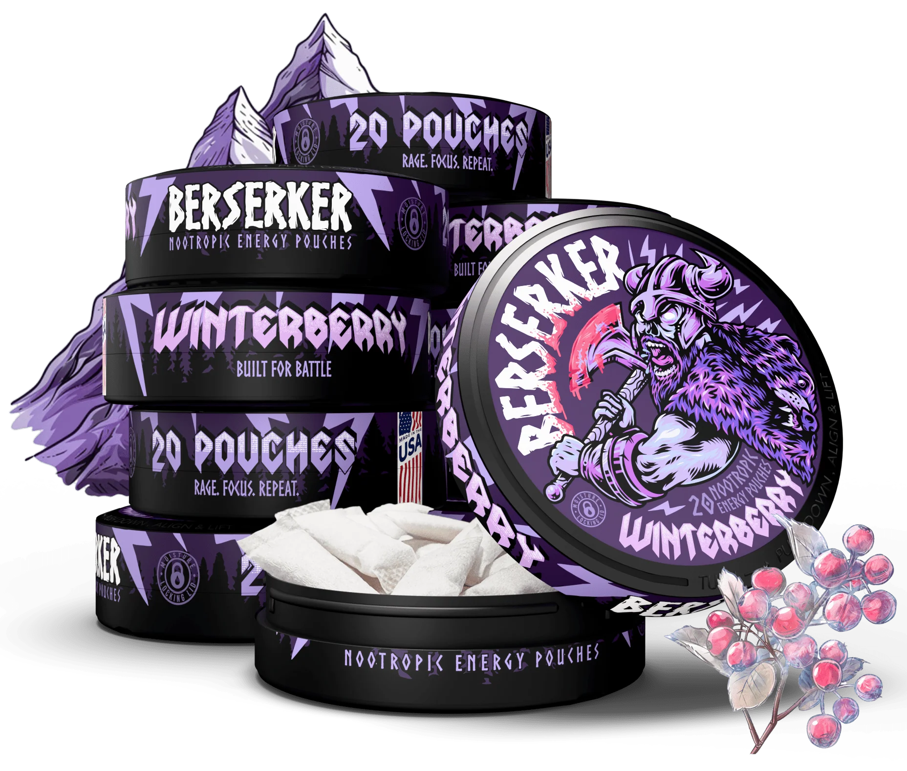 Berserker Caffeine Pouches - Winterberry - Image 10