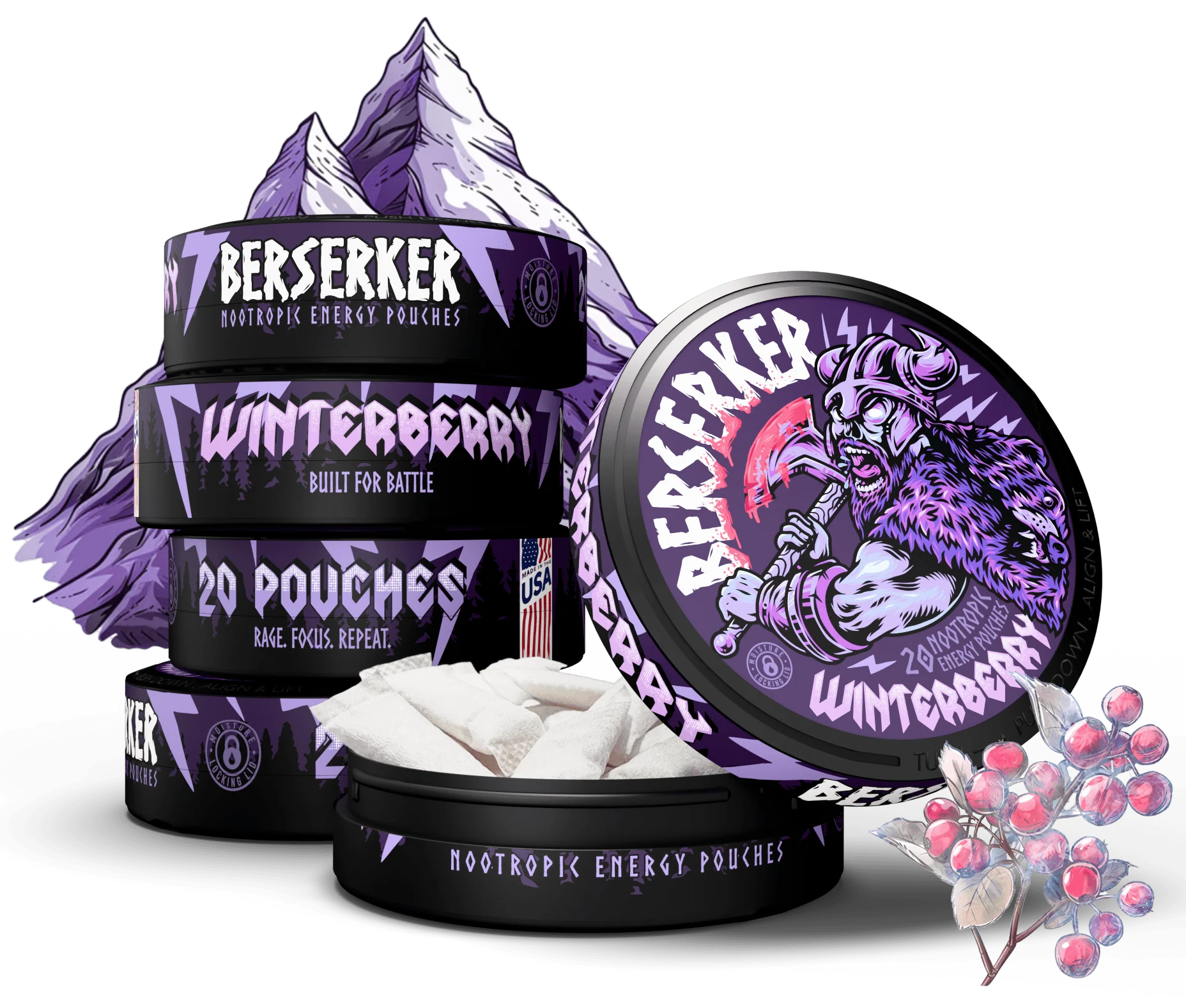 Berserker Caffeine Pouches - Winterberry - Image 9
