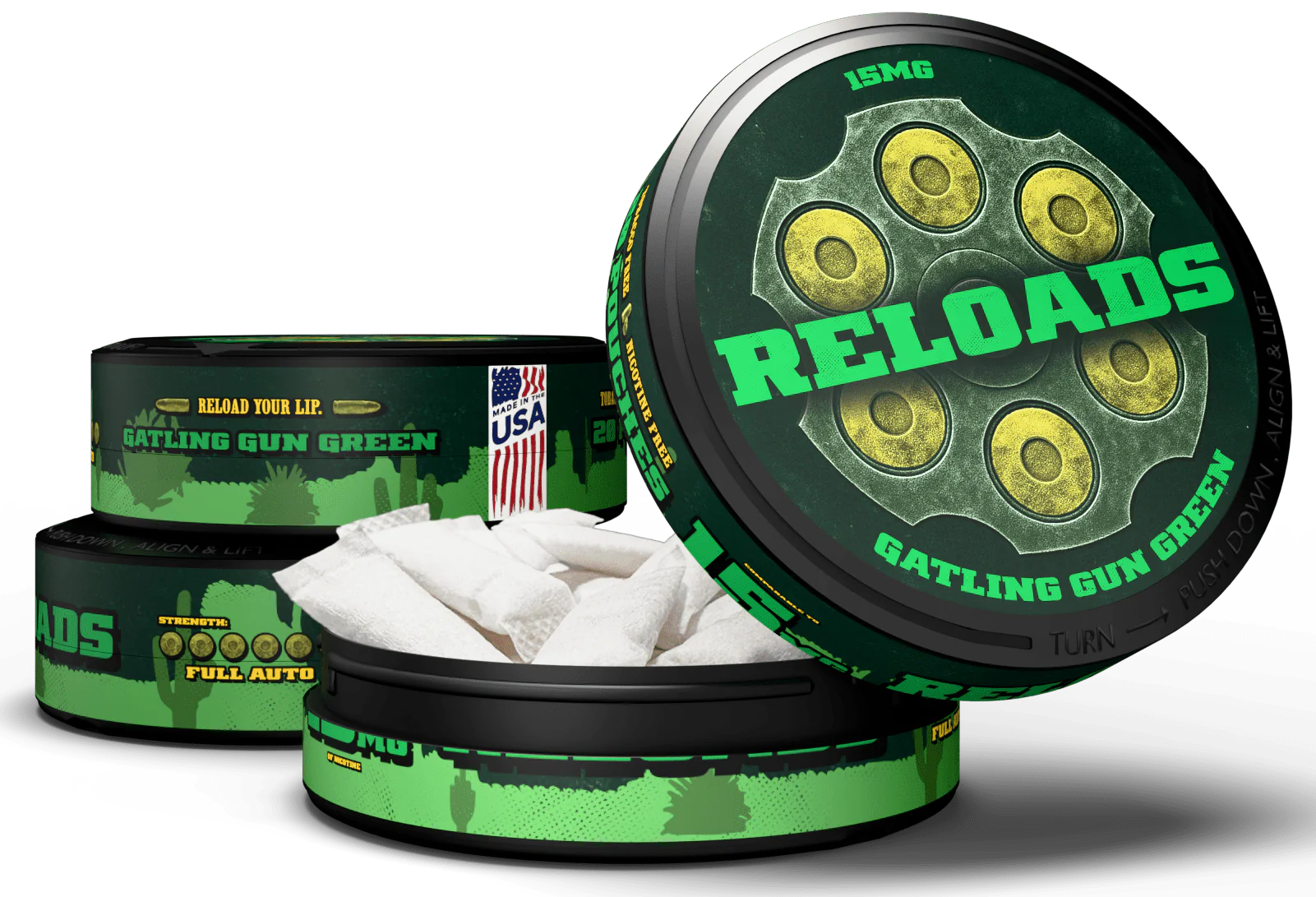 Reloads Gatling Gun Wintergreen Pouches