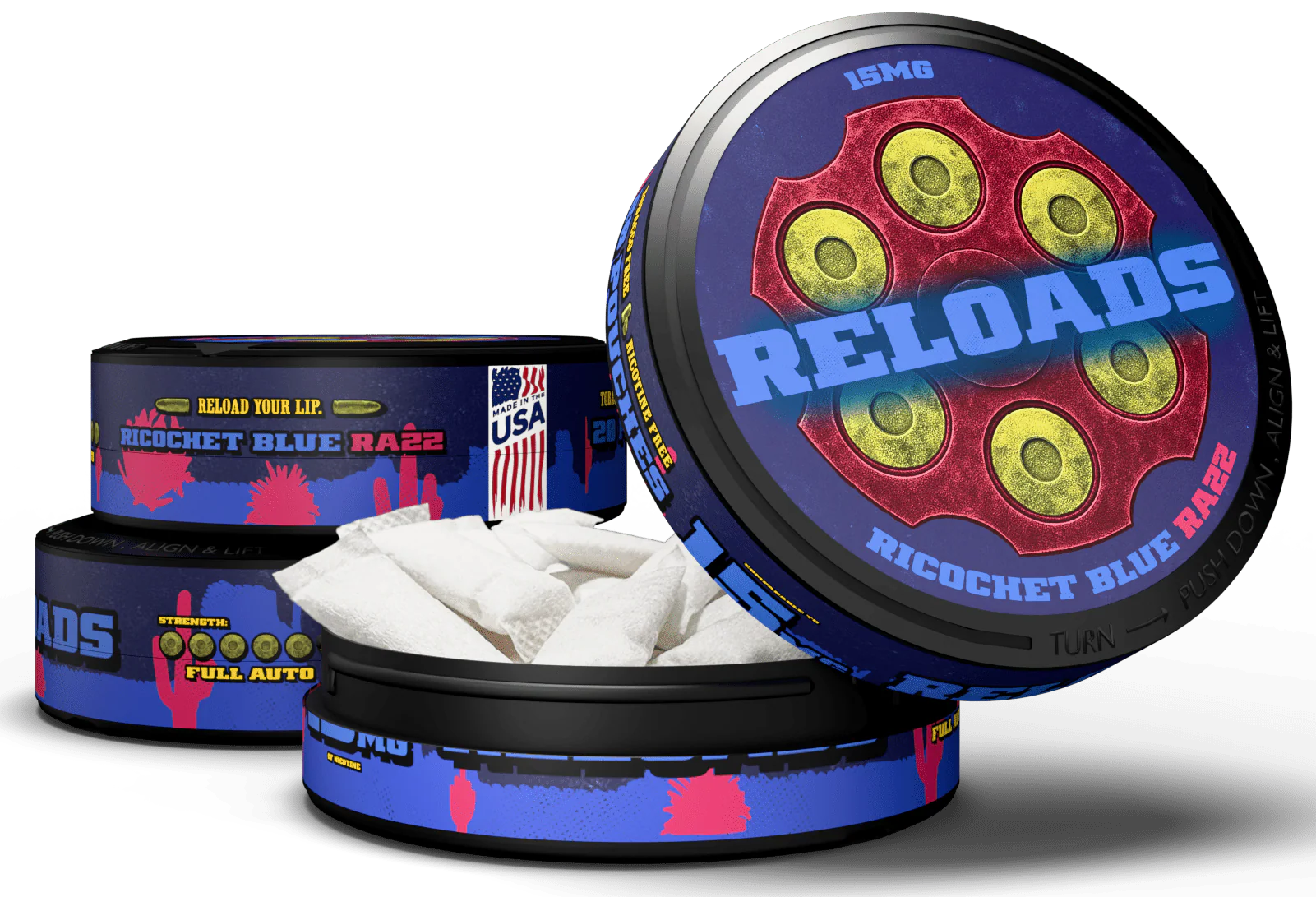 Reloads Ricochet Blue Razz Pouches
