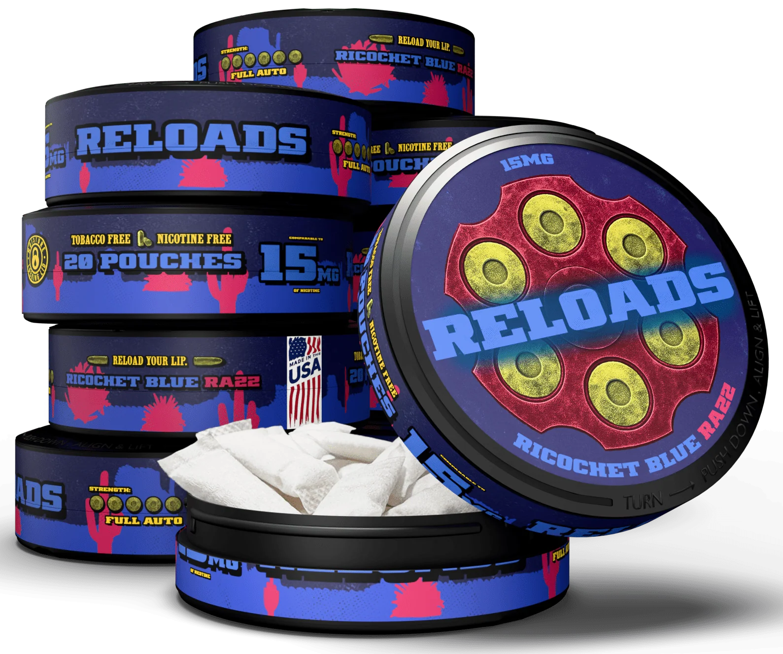 Reloads Ricochet Blue Razz Pouches - Image 14