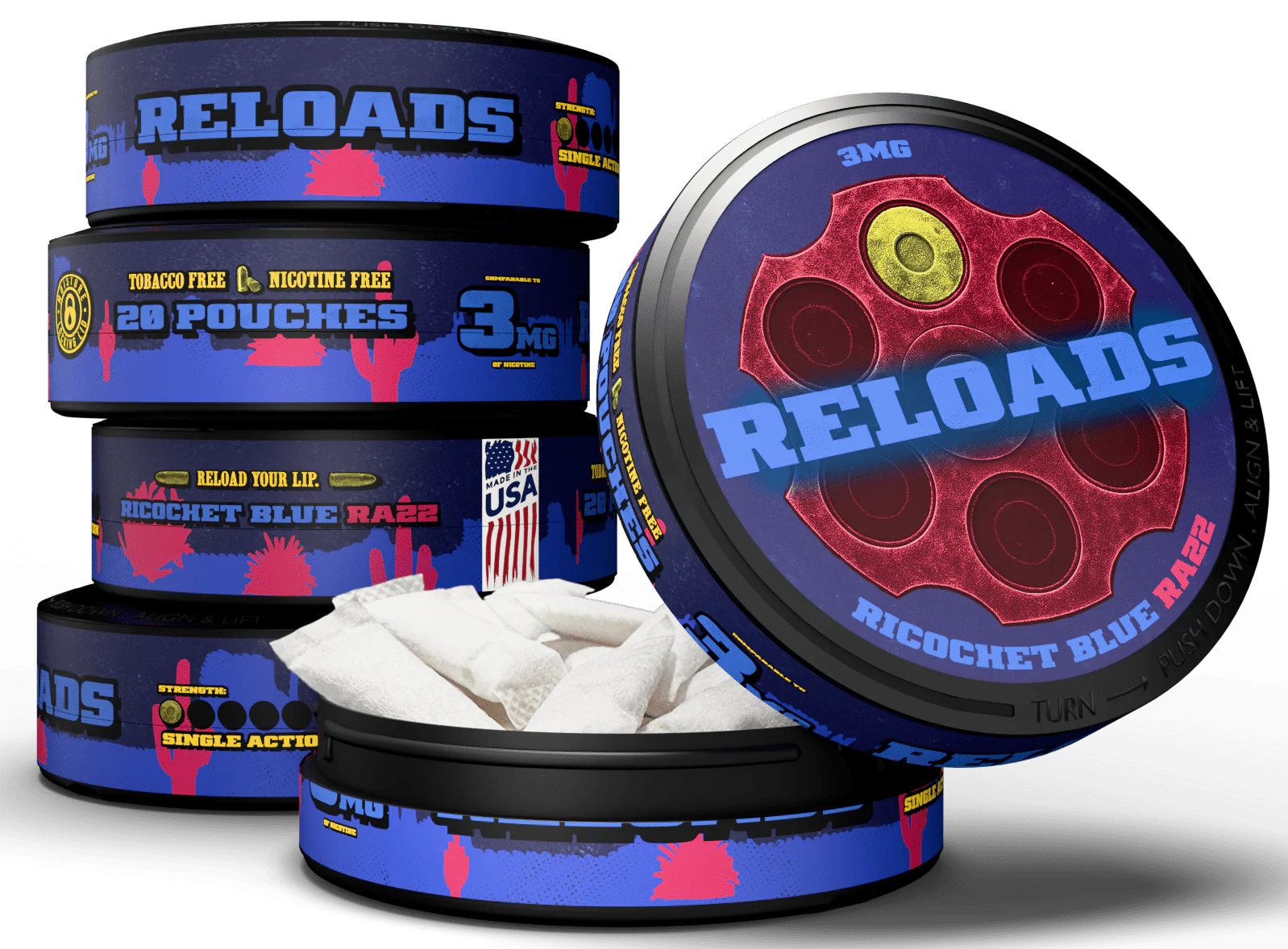 Reloads Ricochet Blue Razz Pouches - Image 8
