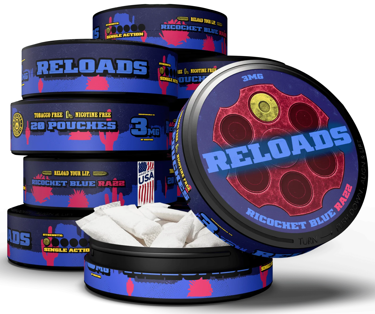 Reloads Ricochet Blue Razz Pouches - Image 9